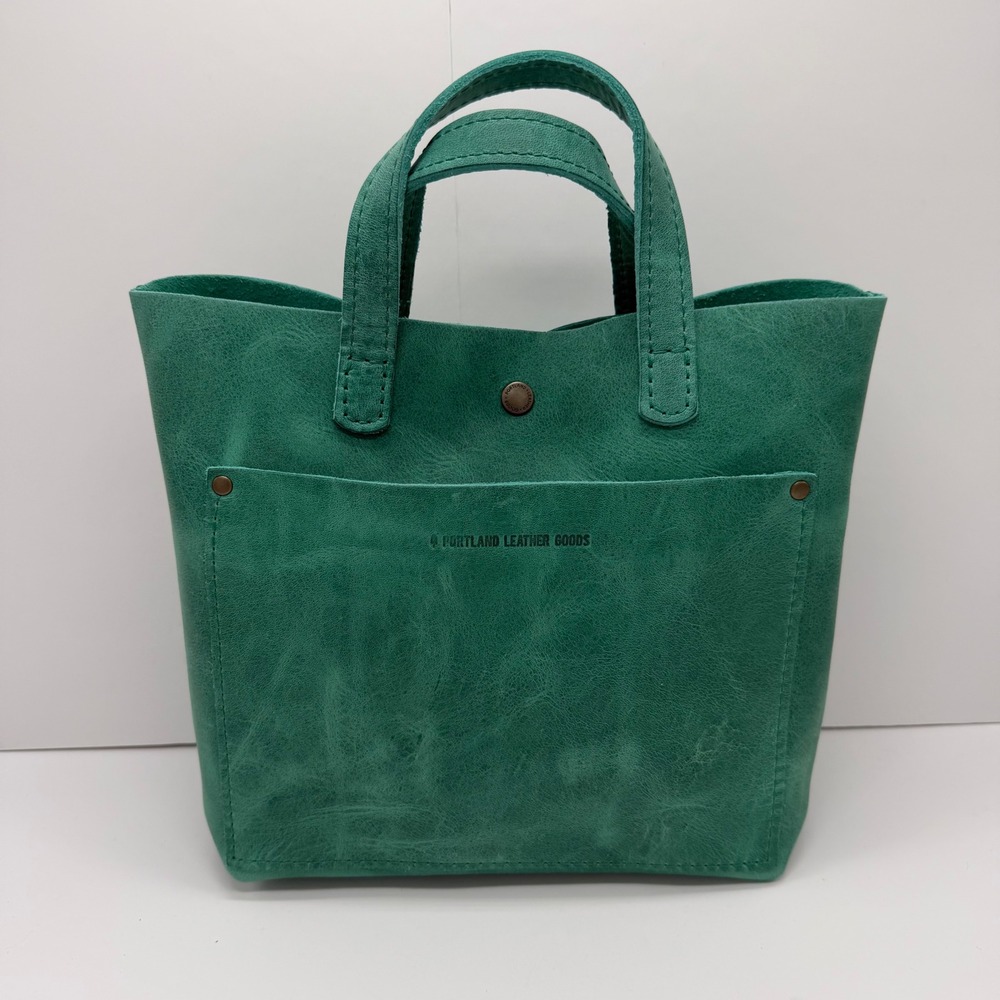 NWOT Portland Leather Goods Mini Crossbody Tote Bag Surf Green Leather Handbag
